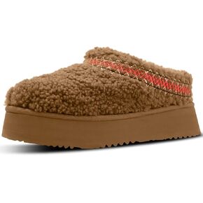 Platform Braid Slippers Mini Slippers Boots with Plush Fleece Lining Fuzzy Anti-Slip Snow Platform Slippers for Women