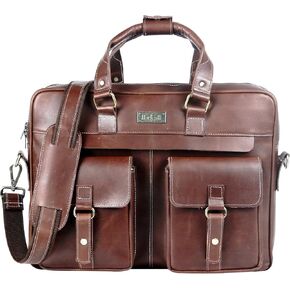 HULSH Handmade Genuine Leather briefcase for men 18 inches laptop bag premium leather finish | mens Leather Briefcase| Handmade Leather bag for men, Premium leather messenger bag for men in Kuwait