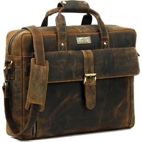 HULSH Handmade Genuine Leather briefcase for men 18 inches laptop bag premium leather finish | mens Leather Briefcase| Handmade Leather bag for men, Premium leather messenger bag for men