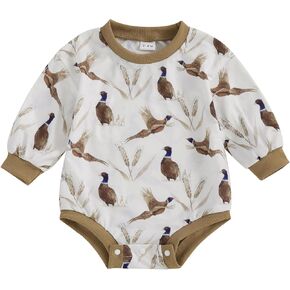 Hunting Baby Clothes Newborn Boy Girl Mallard Duck Sweatshirt Romper Long Sleeve Bubble Romper Bodysuit Fall Outfits