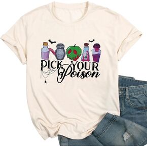 FLOYU Chillin Like a Villain Shirt Women Halloween Villains Shirts Bad Girls Tops Halloween Letters Print Clothes