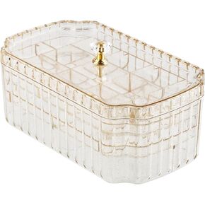 NiHome Transparent 3-Layer Jewelry Organizer Box with Elegant Gold Handle, Efficient Storage Versatile for Earrings, Rings, Bracelets & Watches, Stylish Multi-Functional Accessory Holder