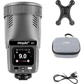 JINBEI H1S Flash & LED Video Light 2-in-1 Camera Flash Speedlite, GN28, 0.05~1.5s Recycle time HSS/TTL Built in Fresnel Lens,HD Colour Touch Screen,Compatible with Sony Cameras