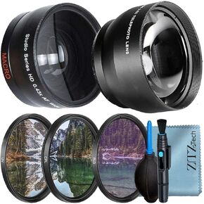 49mm Accessory Bundle for Canon EOS: R50, R100, M5, M6 Mark II, M6, R10, R7 + Wide Angle + Telephoto Lens + Filter Kit + More (8pc Bundle)