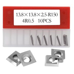 13.8mm Square Carbide Inserts Cutters Knives Blades with Radius 13.8×13.8×2.5mm-R150-4R0.5 for Woodworking Spiral/Helical Planer Cutter Head or Lathe Turning 10pcs