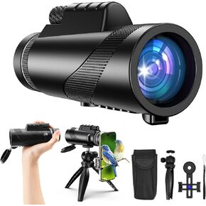 Newest Criacr Monocular Telescope, 80x100 High Power Monocular Telescope for Stargazing, Monocular with Tripod and Smartphone Adapter, High Definition Monocular for Hiking Hunting