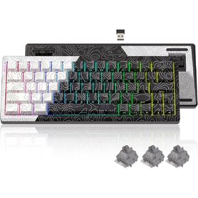 Womier Q61 60% Percent Keyboard with QMK/VIA Topographic Gaming Keyboard, Wireless Creamy Mechanical Keyboard, RGB Custom Keyboard Gasket Hot Swappable Keyboard for Windows & Mac-POM Linear Switch