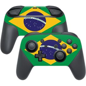 MightySkins Skin Compatible with Nintendo Switch Pro Controller wrap Cover Sticker Skins Brazilian Flag