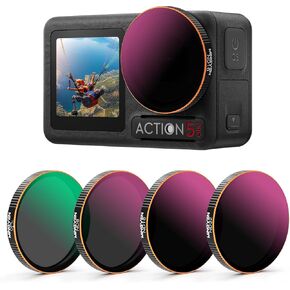 ND Filter for DJI Osmo Action 5 Pro, CPL + ND Filters Set Compatible with DJI Osmo Action 4 / Action 3 Accessories, 4 Pack (CPL, ND8, ND16, ND32)