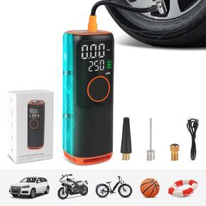 Tire Inflator Portable Air Compressor,Electric Ball Pump, 150PSI & 25000mAhPortable Fast Inflation with Digital Pressure Gauge & Emergency Light, Perfect for Car, Motorcycle, Bicycle, Ball and More