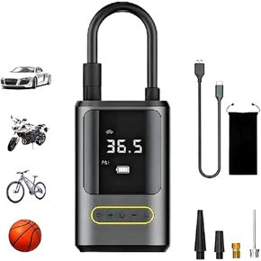 Tire Inflator Portable Air Compressor 150PSI Air Pump for Car Tires with Digital Pressure Gauge, Rechargeable Battery, Emergency LED Light for Car Motorcycle Bike Ball