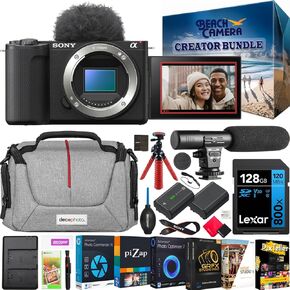 Sony ZV-E10 II Mirrorless Alpha APS-C Interchangeable Lens Content Creators Camera Body Black ZVE10M2B Bundle with Deco Gear Case + Microphone + Extra Battery + Compact Tripod & Accessories Kit