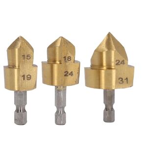 3 Pcs Set PPR Lifting Bit Set, High Carbon Steel Drill Bits 15-19mm, 18x24mm, 24-31mm, 1/4 Inch Hex Shank, for PPR Plastic Products Hole Opening and Expanding