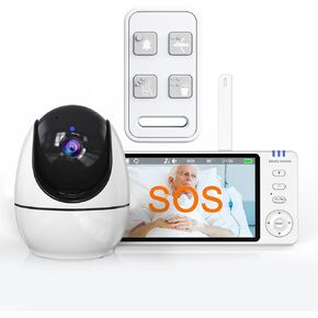 Elderly Monitors with Camera and Audio 5'' Screen No WiFi/App Room Monitors for Elderly Monitoring Fall Detection for Seniors Baby Monitors for Elderly Care and Caregivers Video Monitor for Elderly