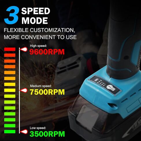 طقم مطحنة زاوية لاسلكية لبطارية ماكيتا 18 فولت، مطحنة معدنية كهربائية بدون فرشاة 9600 دورة في الدقيقة، 3 سرعات ومقبض، مطحنة طاقة محمولة لعجلات 5 بوصة لقطع الطحن (أداة فقط) in Kuwait