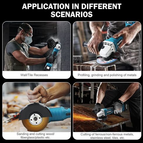 طقم مطحنة زاوية لاسلكية لبطارية ماكيتا 18 فولت، مطحنة معدنية كهربائية بدون فرشاة 9600 دورة في الدقيقة، 3 سرعات ومقبض، مطحنة طاقة محمولة لعجلات 5 بوصة لقطع الطحن (أداة فقط) in Kuwait