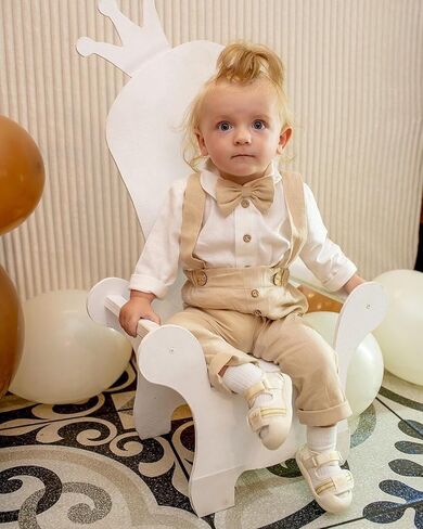 Fall Outfit Infant Baby Boy Gentleman Long Sleeve Romper Dress Shirt Bowtie Suspender Pants 2Pcs Suit Clothes Set in Saudi Arabia