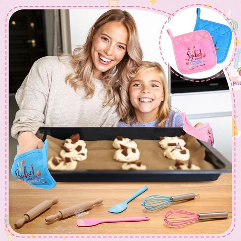 48 قطعة من لوازم الخبز للأطفال لألعاب الطبخ الحقيقية، مع أدوات المطبخ، وحاملات الأواني، والملعقة، والدبوس الدوار، وخفق لهدايا الأطفال، وحفلات الطبخ والخبز (صغيرة) in Kuwait