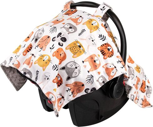 Top Tots Deluxe Minky Baby Car Seat Cover - Critter Heads, 40 x 29 Inch Grey in Saudi Arabia