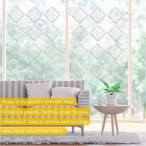 27 قطعة من ملصقات النوافذ - ملصقات نافذة مضادة للتصادمات لحماية الطيور من اصطدامات النوافذ، ملصقات نوافذ من الفينيل غير لاصقة، ملصقات قوس قزح... in Kuwait