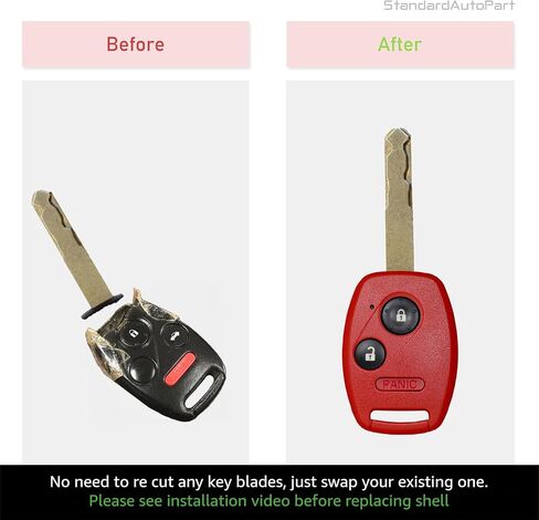 Cutting NOT Required for Honda Key Fob Cover Shell for Civic Accord CRV Pilot Element - Custom Fit Durable Design Easy Installation by StandardAutoPart (3 Button) (Rugged Design) in Saudi Arabia