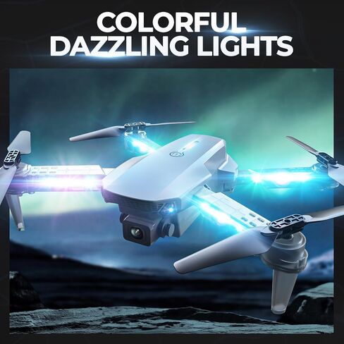 BEZGAR LED Lights Drone with Camera for Adults and Kids Beginners, White | Drone with Camera 1080P HD, Foldable Drones for Kids RC Quadcopter with One Key Take Off 3D Flips, 2 Batteries, Toys for Boys in Saudi Arabia