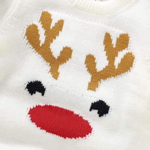Ayalinggo Newborn Baby Girl Boy Christmas Sweater Cute Santa Reindeer Long Sleeve Romper Antle Knit Fall Winter Outfit in Saudi Arabia