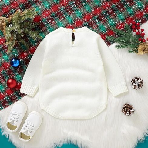 Ayalinggo Newborn Baby Girl Boy Christmas Sweater Cute Santa Reindeer Long Sleeve Romper Antle Knit Fall Winter Outfit in Saudi Arabia