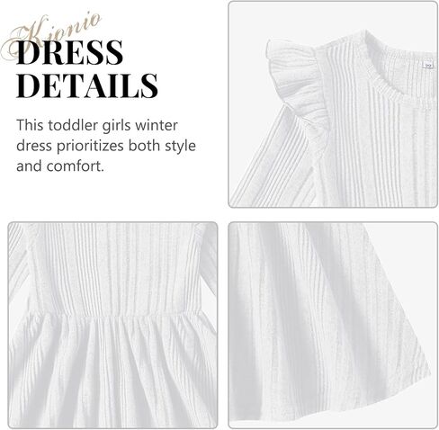 Toddler Girl Christmas Dress Baby Sweater Dresses Ruffle Ribbed Knit Long Sleeve A-Line Swing Fall Winter in Saudi Arabia