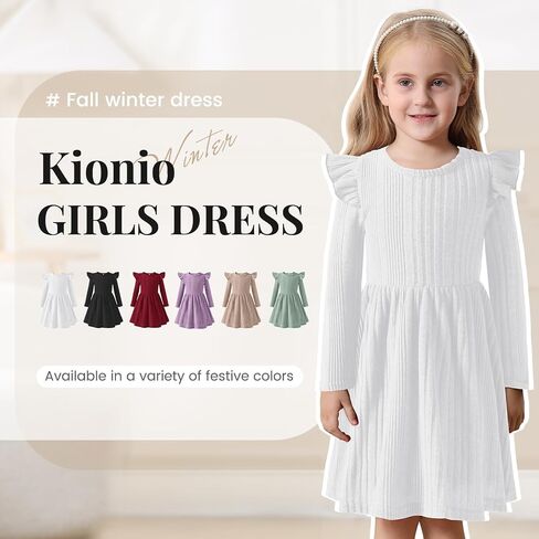 Toddler Girl Christmas Dress Baby Sweater Dresses Ruffle Ribbed Knit Long Sleeve A-Line Swing Fall Winter in Saudi Arabia