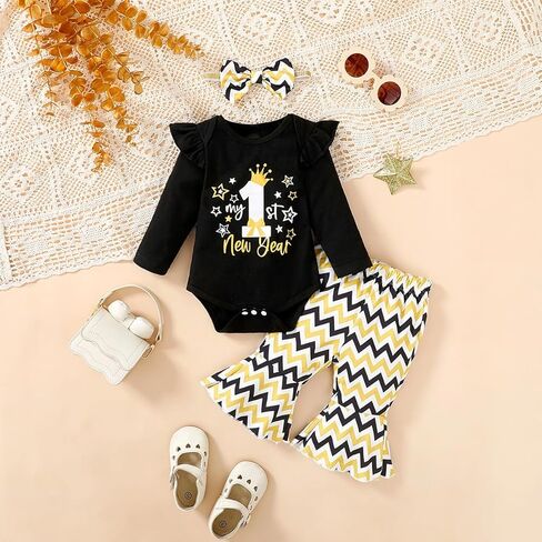 Baby Girl New Year Outfit Newborn My First New Year Clothes 1st New Year Gold Bodyusit in Saudi Arabia