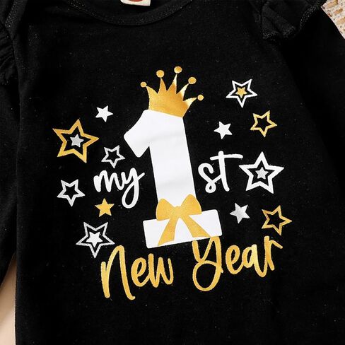 Baby Girl New Year Outfit Newborn My First New Year Clothes 1st New Year Gold Bodyusit in Saudi Arabia