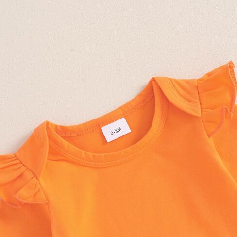 Baby Girl Halloween Outfit Ruffle Long Sleeve Ribbed Romper Ghost/Pumpkin/Witch Print Suspender Skirt Sets 0 3 6 12 18 Months in Kuwait