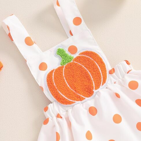 Baby Girl Halloween Outfit Ruffle Long Sleeve Ribbed Romper Ghost/Pumpkin/Witch Print Suspender Skirt Sets 0 3 6 12 18 Months in Kuwait