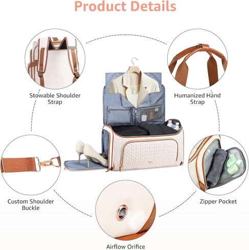 Garment Duffle Bags for Travel, Convertible Duffle Carry on Garment Bag Backpack, Halfday Travel Garment Duffle Bag with Shoe Compartment, 4ni1 Hanging Weekender Bag, Black in Kuwait