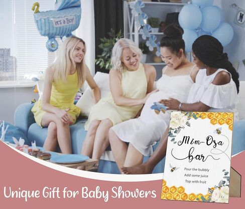 Mim-osa Bar Baby Shower Sign, Honey Bee Gender Neutral Tabletop Sign With Stand, Wooden Game Sign for Baby Shower, Birthday, Bridal Shower, Wedding Party Favors Supplies-MQ436 in Kuwait