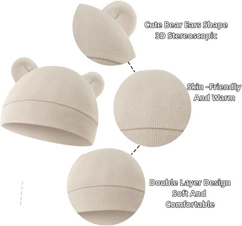 Newborn Baby Hat Infant Beanie Hat 2 Pack Cotton Newborn Hospital Nursing Hats for Boys Girls Unisex 0-6 Months in Saudi Arabia