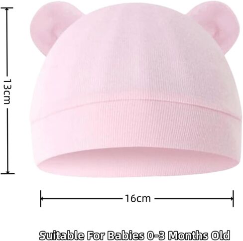 Newborn Baby Hat Infant Beanie Hat 2 Pack Cotton Newborn Hospital Nursing Hats for Boys Girls Unisex 0-6 Months in Saudi Arabia