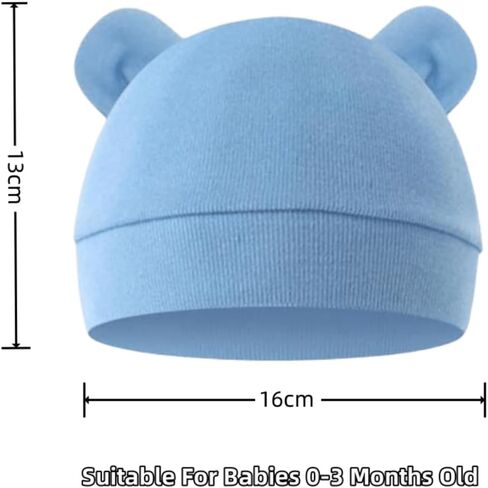 Newborn Baby Hat Infant Beanie Hat 2 Pack Cotton Newborn Hospital Nursing Hats for Boys Girls Unisex 0-6 Months in Saudi Arabia