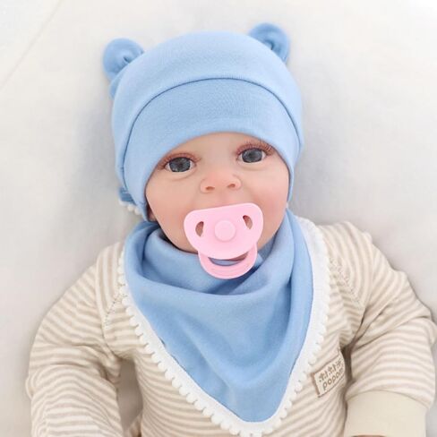 Newborn Baby Hat Infant Beanie Hat 2 Pack Cotton Newborn Hospital Nursing Hats for Boys Girls Unisex 0-6 Months in Saudi Arabia