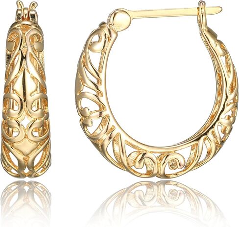 أقراط Amazon Essentials Open Filigree Swirl Hoop من الفضة الإسترليني (مجموعة أمازون سابقًا) in Kuwait