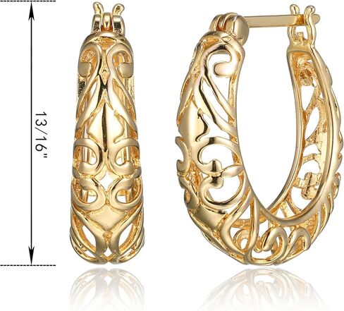 أقراط Amazon Essentials Open Filigree Swirl Hoop من الفضة الإسترليني (مجموعة أمازون سابقًا) in Kuwait