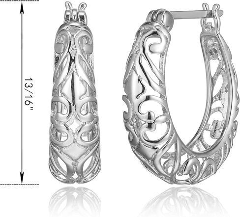 أقراط Amazon Essentials Open Filigree Swirl Hoop من الفضة الإسترليني (مجموعة أمازون سابقًا) in Kuwait