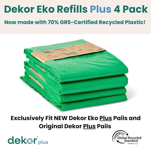 Diaper Dekor Eko Plus Refills, 4 Count | ONLY Eco-Friendly Diaper Pail Refills Made With 70% Recycled Materials | Quicker, Easier & More Cost Effective than Trash Bags | Unscented in Saudi Arabia
