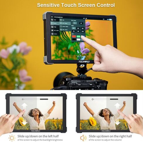 شاشة لمس FEELWORLD T10 مقاس 10.1 بوصة، كاميرا DSLR، شاشة مراقبة ميدانية 1920X1200 IPS لوحة تيار متردد مع مجموعة تثبيت الطاقة الخارجية NP-F، مدخلات/مخرجات HDMI 4K in Kuwait