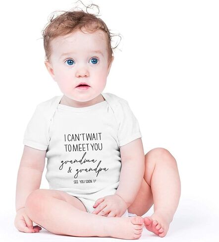 I Can't Wait To Meet You Grandma & Grandpa Baby Bodysuit Pregnancy Announcement for Grandparents Baby Bodysuit in Saudi Arabia