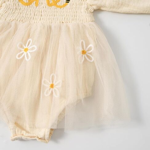 Miipat Baby Girl 1st Birthday Outfit Long Sleeve Tulle Romper Dress Cake Smash Clothes with Headband Socks in Kuwait