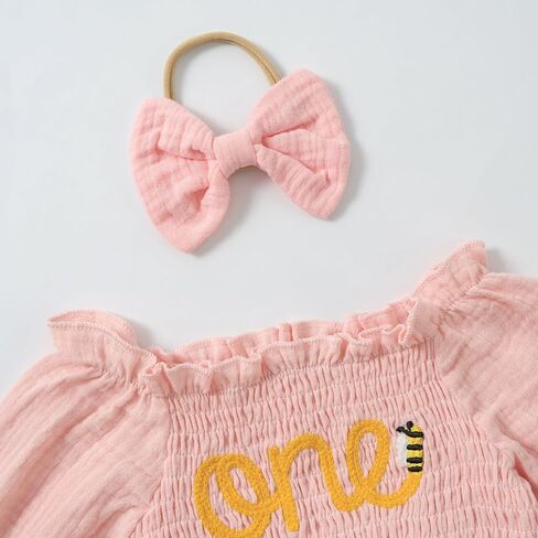 Miipat Baby Girl 1st Birthday Outfit Long Sleeve Tulle Romper Dress Cake Smash Clothes with Headband Socks in Kuwait