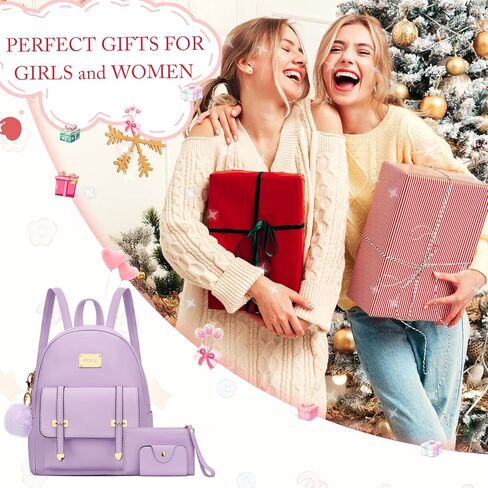 KKXIU 3pcs Fashion Small Synthetic Leather Backpack Purse Cute Mini Bookbag for Women and Girls in Kuwait