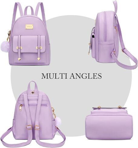 KKXIU 3pcs Fashion Small Synthetic Leather Backpack Purse Cute Mini Bookbag for Women and Girls in Kuwait